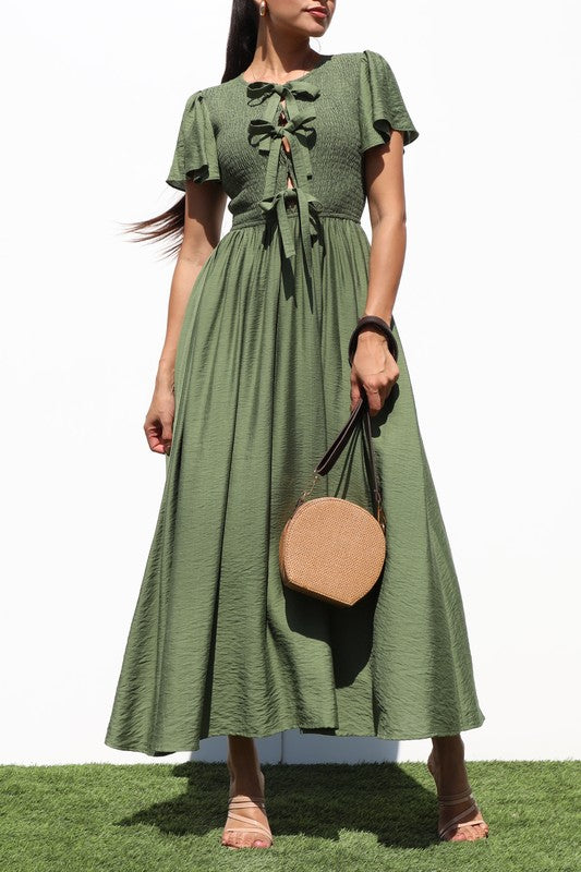 Smocked Top Bow Dress