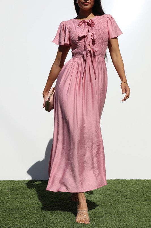 Smocked Top Bow Dress