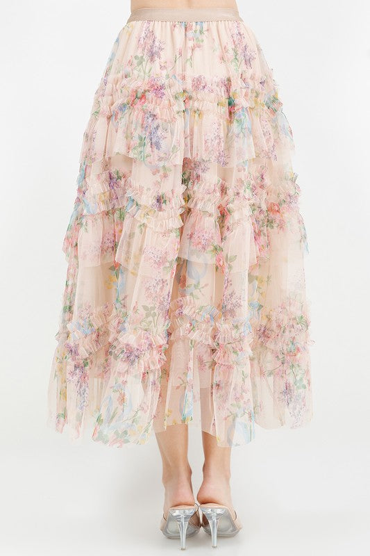 Floral tulle skirt