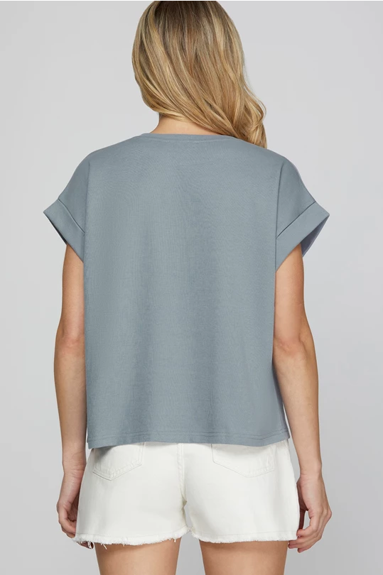 Pearl & Denim Bow Blouse