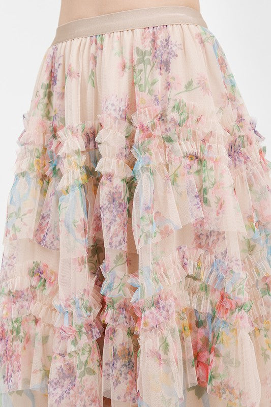Floral tulle skirt