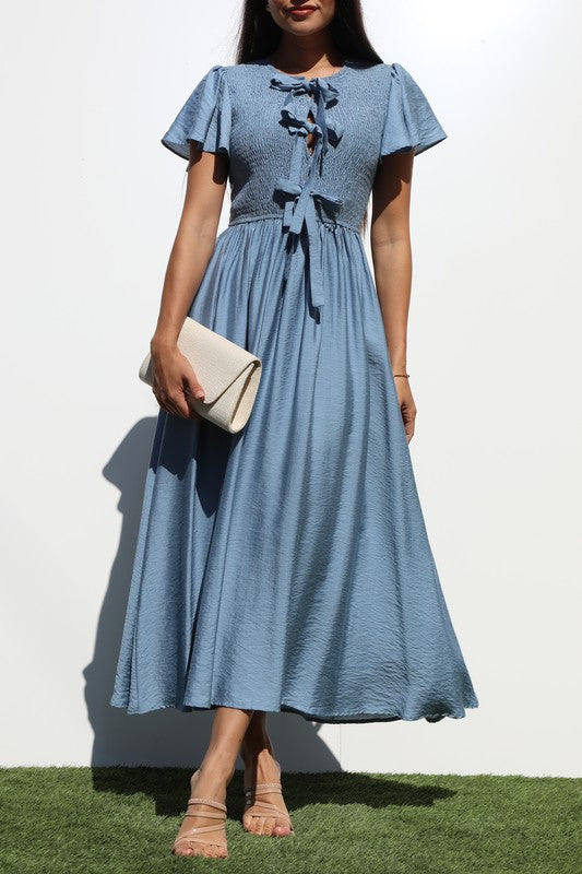 Smocked Top Bow Dress
