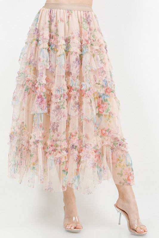 Floral tulle skirt