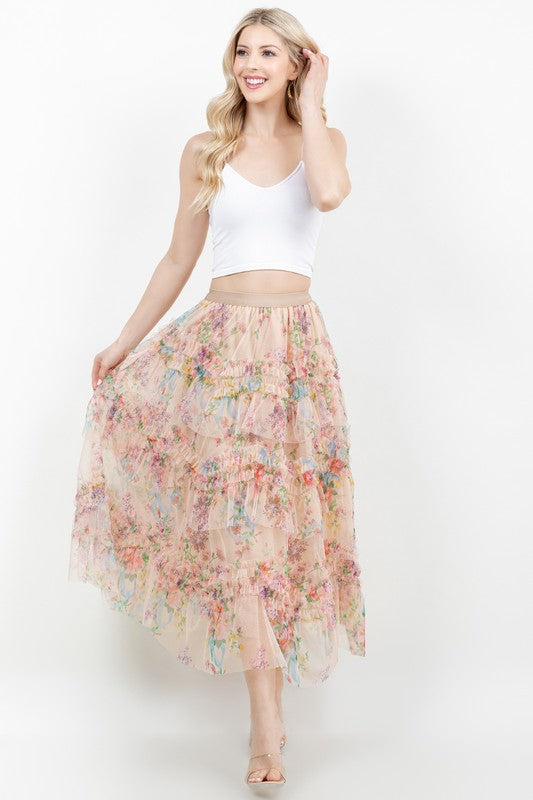Floral tulle skirt