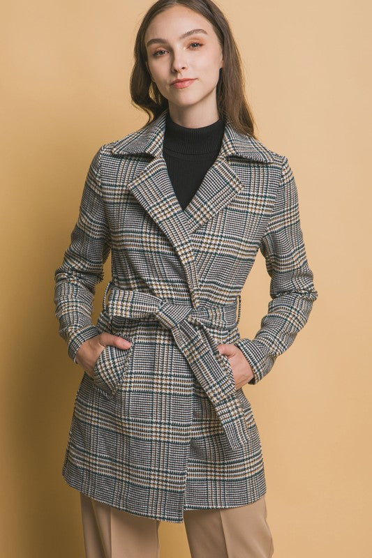 Belted Plaid Coat