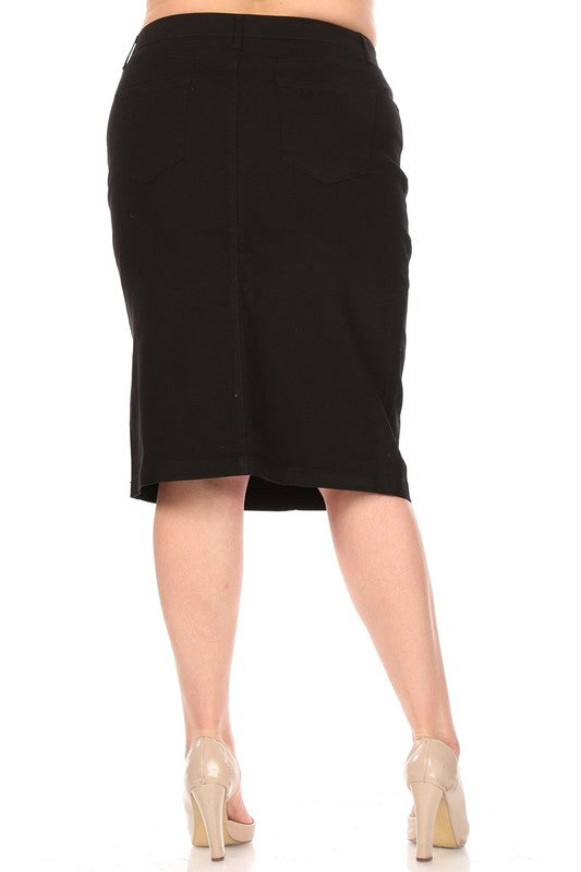 Black Midi Skirt Plus
